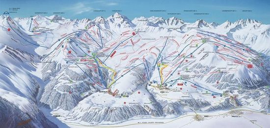Карта горнолыжного курорта СЕРФАУС Австрия