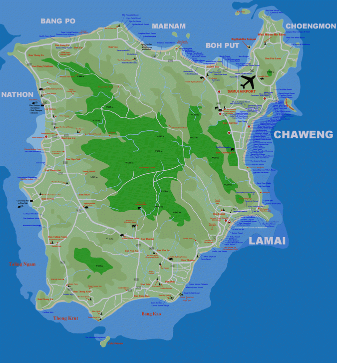 Карта с отелями острова Самуи от САН-ТУР
