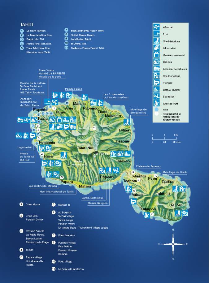карта Таити ФРАНЦУЗСКАЯ ПОЛИНЕЗИЯ отдых во Французской полинезии САН-ТУР